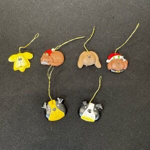 MINI DOG FACE ORNAMENTS 1" HOME DECOR Lot Of 6